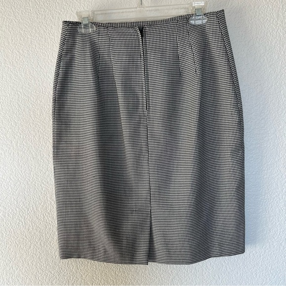 Vintage Christy Girl 90s Monochrome Feminine Zip Up Houndstooth Pencil Skirt - Picture 2 of 7